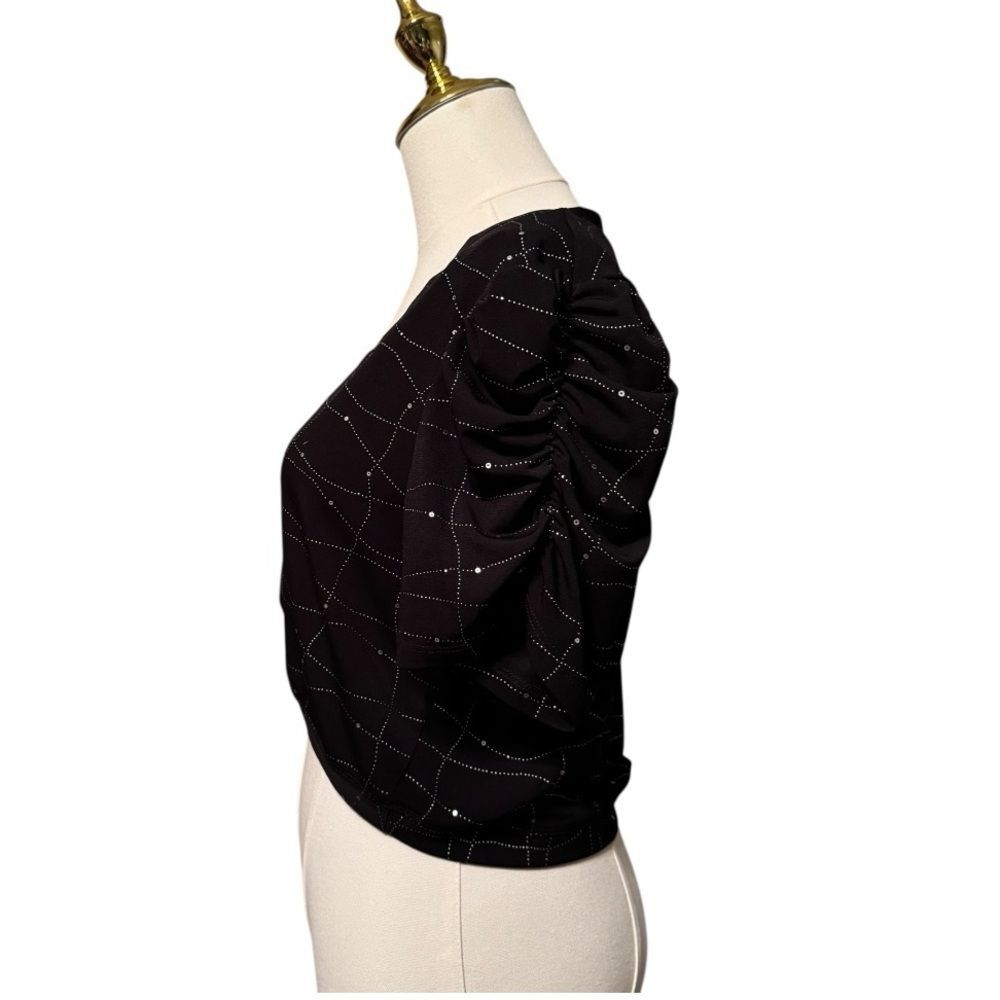 Love Tease Black Bolero Cardigan Sweater Top with Silver Detail XL - Picture 3 of 7